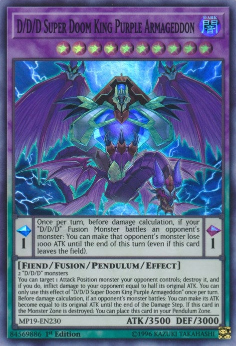 Image for D/D/D Super Doom King Purple Armageddon (2019 Gold Sarcophagus Tin Mega Pack) (MP19-EN230) - YuGiOh