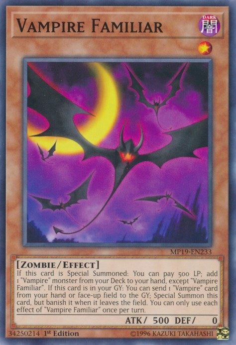 Image for Vampire Familiar (2019 Gold Sarcophagus Tin Mega Pack) (MP19-EN233) - YuGiOh