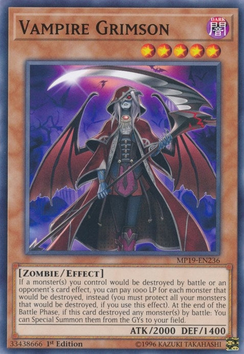 Image for Vampire Grimson (2019 Gold Sarcophagus Tin Mega Pack) (MP19-EN236) - YuGiOh