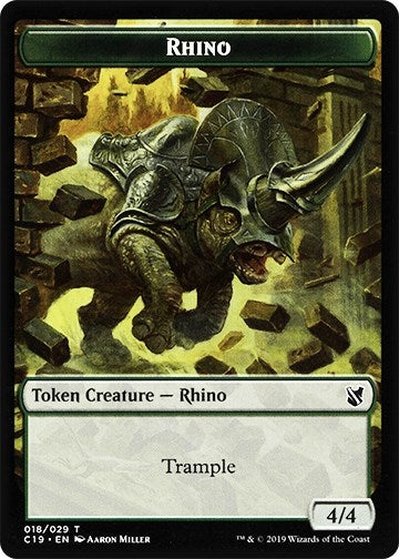 Image for Rhino // Egg Double-sided Token (Commander 2019) (18 // 16) - Magic: The Gathering