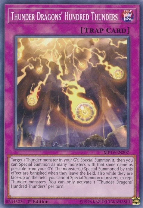 Image for Thunder Dragons' Hundred Thunders (2019 Gold Sarcophagus Tin Mega Pack) (MP19-EN207) - YuGiOh