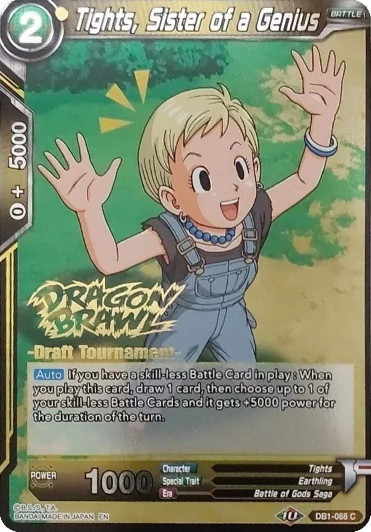 Image for Tights, Sister of a Genius (Dragon Brawl Draft Tournament Gold Stamped) (Promotion Cards) (DB1-068) - Dragon Ball Super: Masters