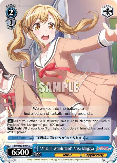 Image for "Arisa In Wonderland" Arisa Ichigaya (BanG Dream! Girls Band Party! Vol.2) (BD/W63-E094 C) - Weiss Schwarz