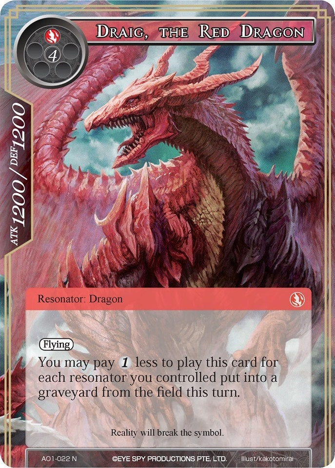 Image for Draig, the Red Dragon (Alice Origin) (AO1-022) - Force of Will