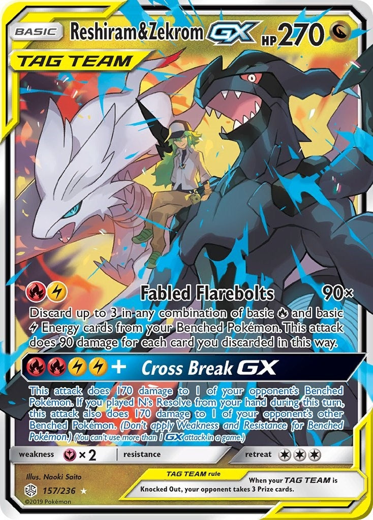 Image for Reshiram & Zekrom GX (SM - Cosmic Eclipse) (157/236) - Pokemon