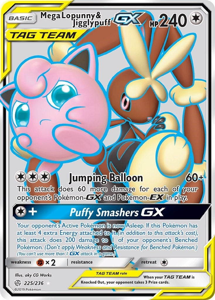 Image for Mega Lopunny & Jigglypuff GX (Full Art) (SM - Cosmic Eclipse) (225/236) - Pokemon