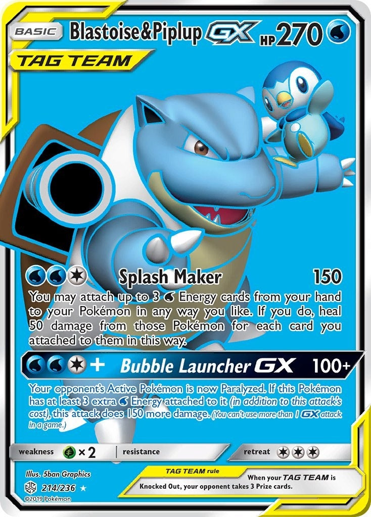 Image for Blastoise & Piplup GX (Full Art) (SM - Cosmic Eclipse) (214/236) - Pokemon