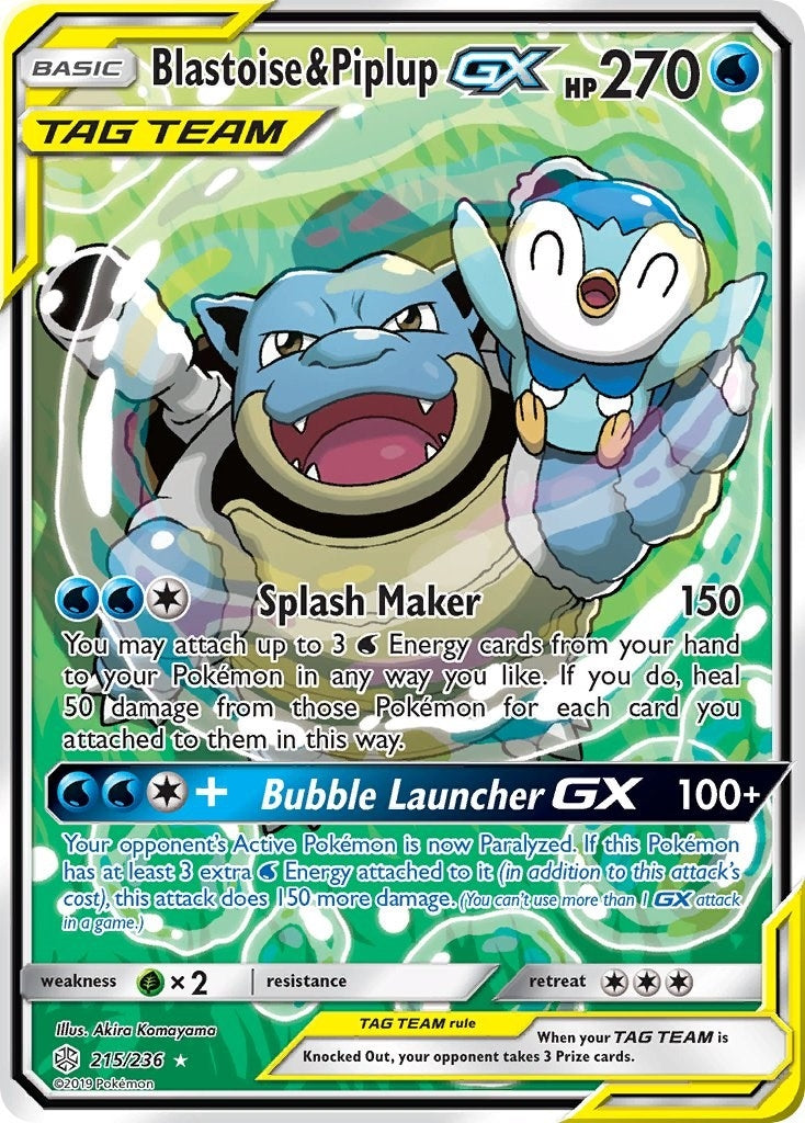 Image for Blastoise & Piplup GX (Alternate Full Art) (SM - Cosmic Eclipse) (215/236) - Pokemon