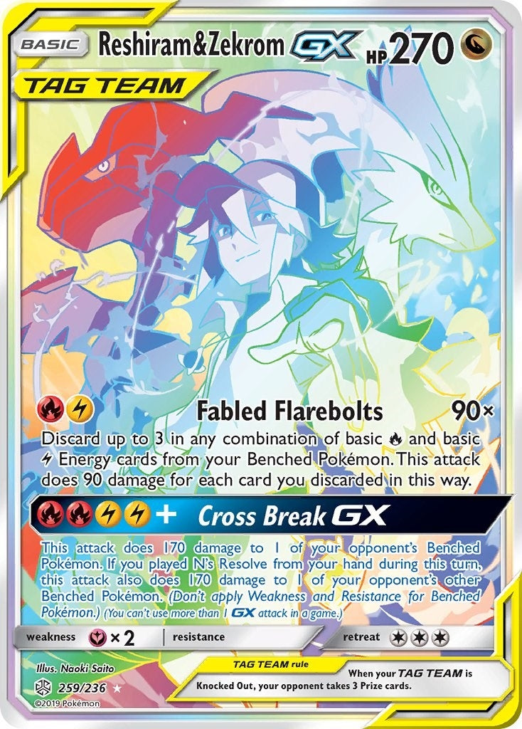 Image for Reshiram & Zekrom GX (Secret) (SM - Cosmic Eclipse) (259/236) - Pokemon
