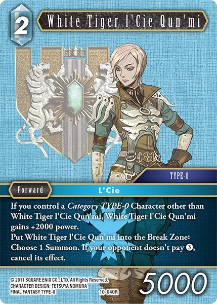 Image for White Tiger l'Cie Qun'mi (Opus X) (10-040R) - Final Fantasy TCG
