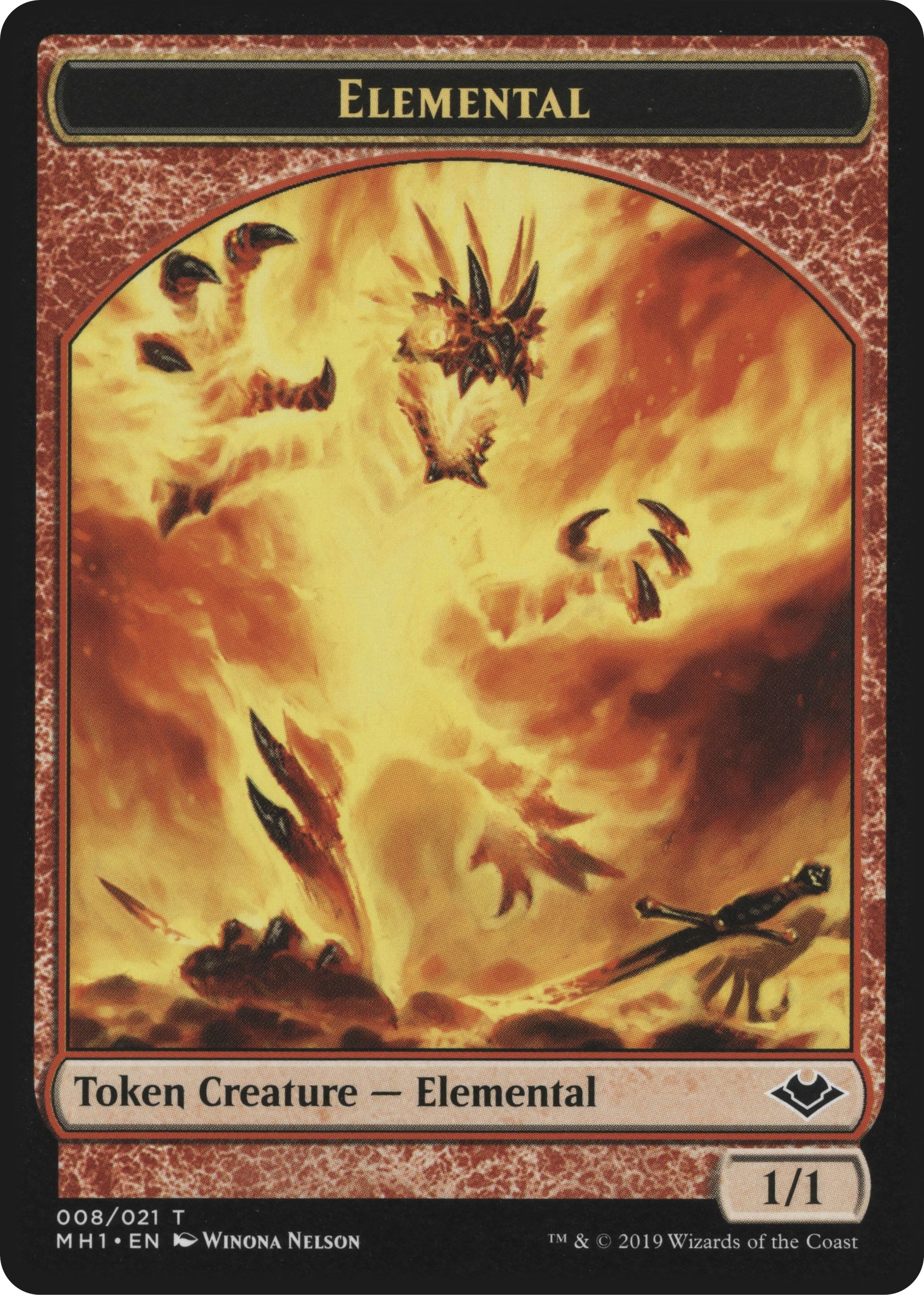 Image for Elemental (008) // Emblem - Serra the Benevolent Double-Sided Token (Modern Horizons) (8 // 20) - Magic: The Gathering