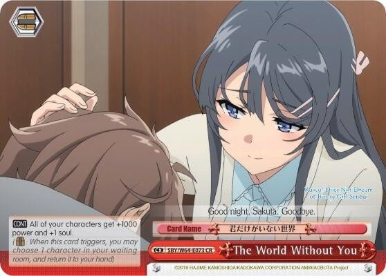 Image for The World Without You (Rascal Does Not Dream of Bunny Girl Senpai) (SBY/W64-E073 CR) - Weiss Schwarz