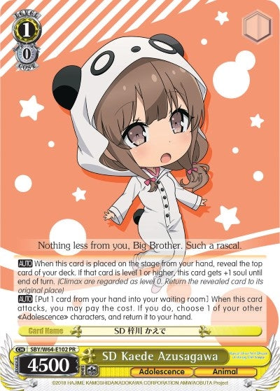 Image for SD Kaede Azusagawa (Rascal Does Not Dream of Bunny Girl Senpai) (SBY/W64-E102 PR) - Weiss Schwarz