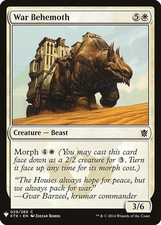 Image for War Behemoth (The List Reprints) (29) - Magic: The Gathering
