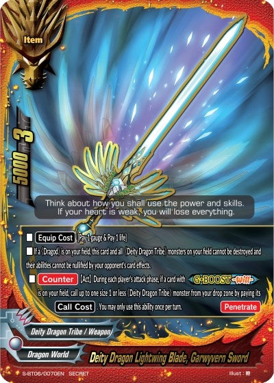 Image for Deity Dragon Lightwing Blade, Garwyvern Sword (Soaring Superior Deity Dragon) (S-BT06/0070EN) - Future Card BuddyFight