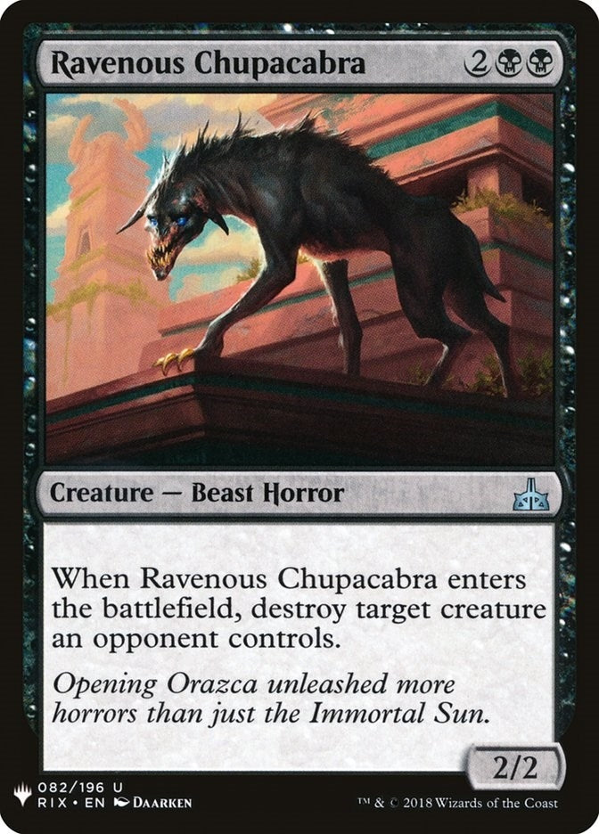 Image for Ravenous Chupacabra (The List Reprints) (82) - Magic: The Gathering