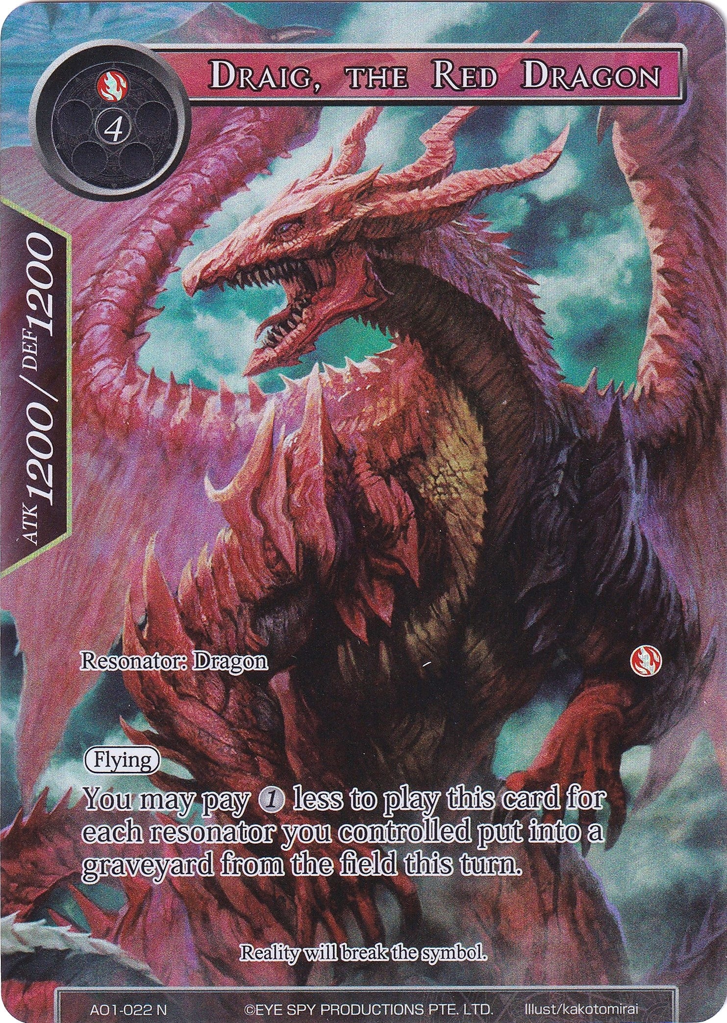 Image for Draig, the Red Dragon (Full Art) (Alice Origin) (AO1-022) - Force of Will