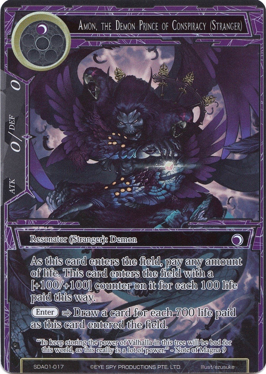 Image for Amon, the Demon Prince of Conspiracy (Stranger) (Full Art) (Alice Origin Starter Deck) (SDAO1-017) - Force of Will