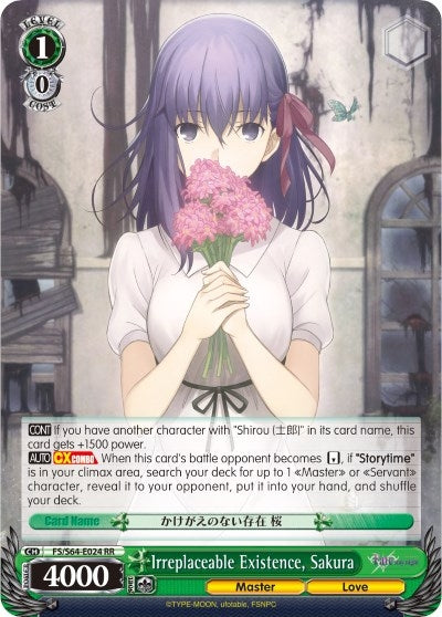 Image for Irreplaceable Existence, Sakura (Fate/stay night [Heaven’s Feel]) (FS/S64-E024 RR) - Weiss Schwarz