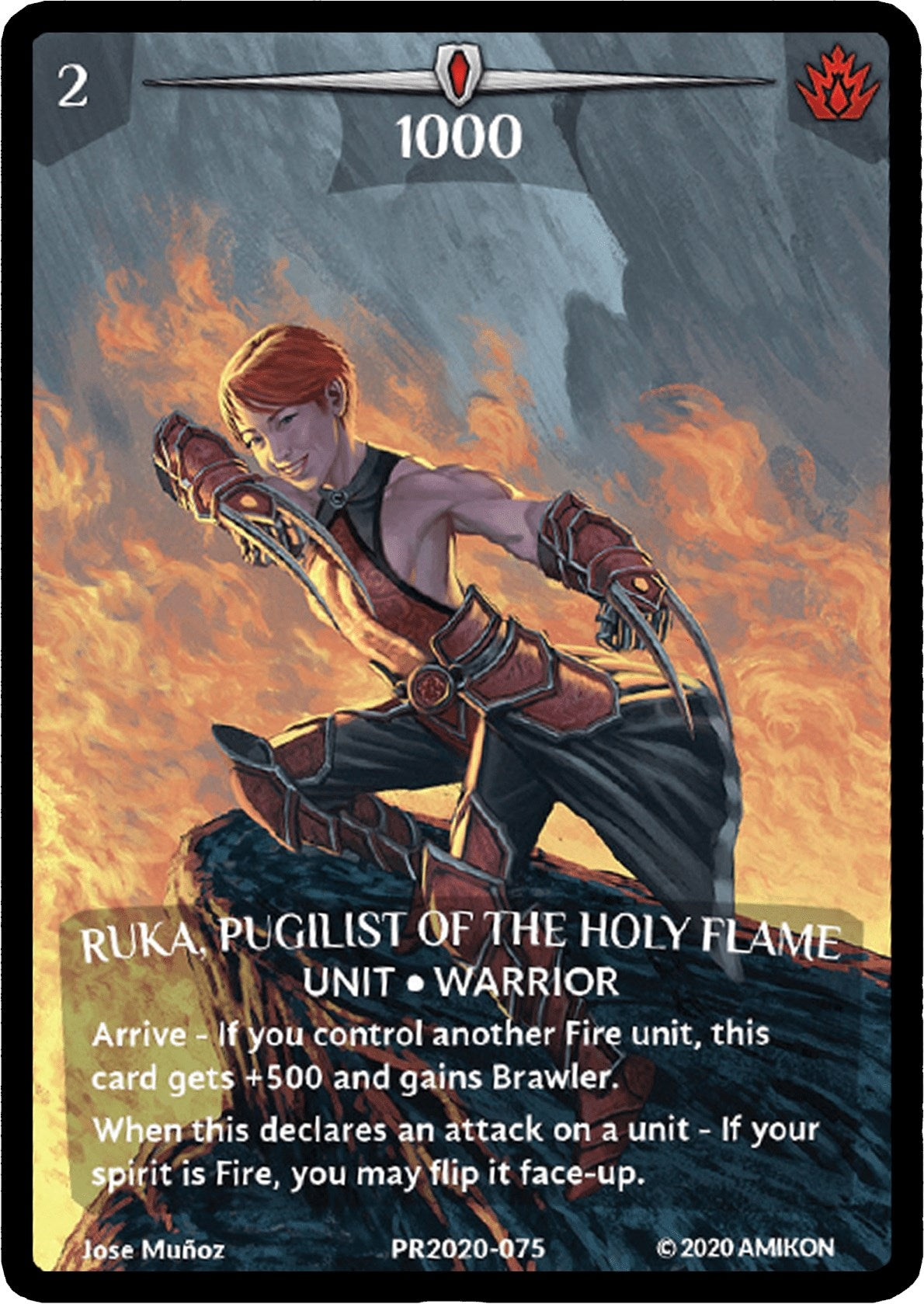 Image for Ruka, Pugilist of the Holy Flame (Full Art) (Argent Saga Promos) (PR2020-075) - Argent Saga TCG