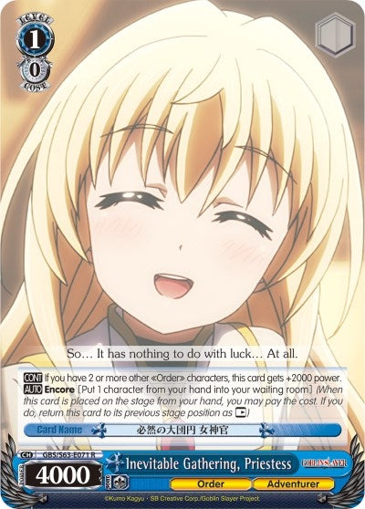 Image for Inevitable Gathering, Priestess (Goblin Slayer) (GBS/S63-E071 R) - Weiss Schwarz
