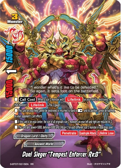 Image for Duel Sieger "Tempest Enforcer Re:B" (Perfected Time Ruler) (S-BT07/0015EN) - Future Card BuddyFight