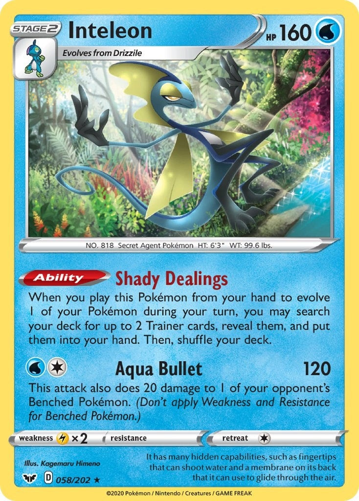 Image for Inteleon (058) (SWSH01: Sword & Shield Base Set) (058/202) - Pokemon