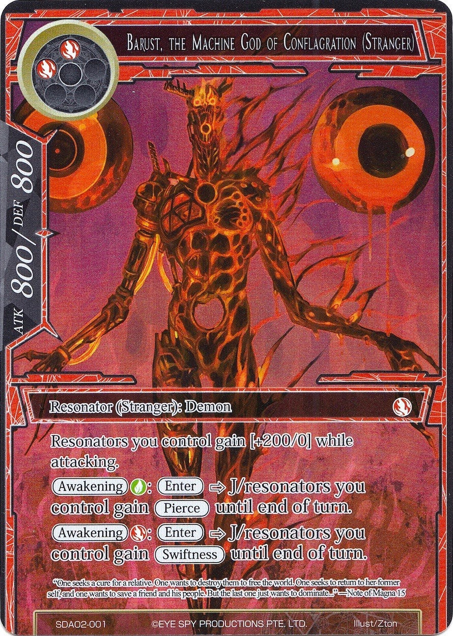 Image for Barust, the Machine God of Conflagration (Stranger) (Full Art) (Alice Origin II Starter Deck) (SDAO2-001) - Force of Will
