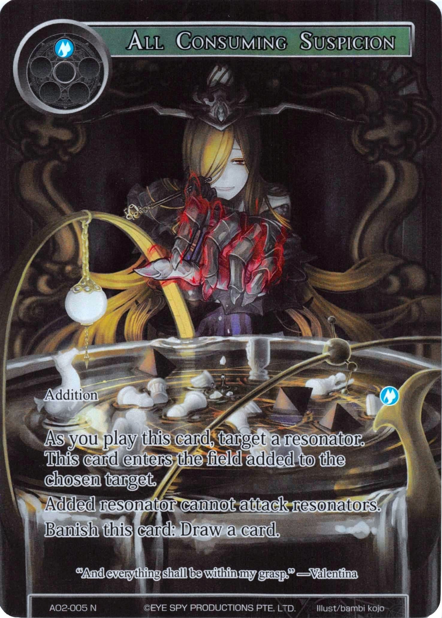 Image for All Consuming Suspicion (Full Art) (Alice Origin II) (AO2-005) - Force of Will