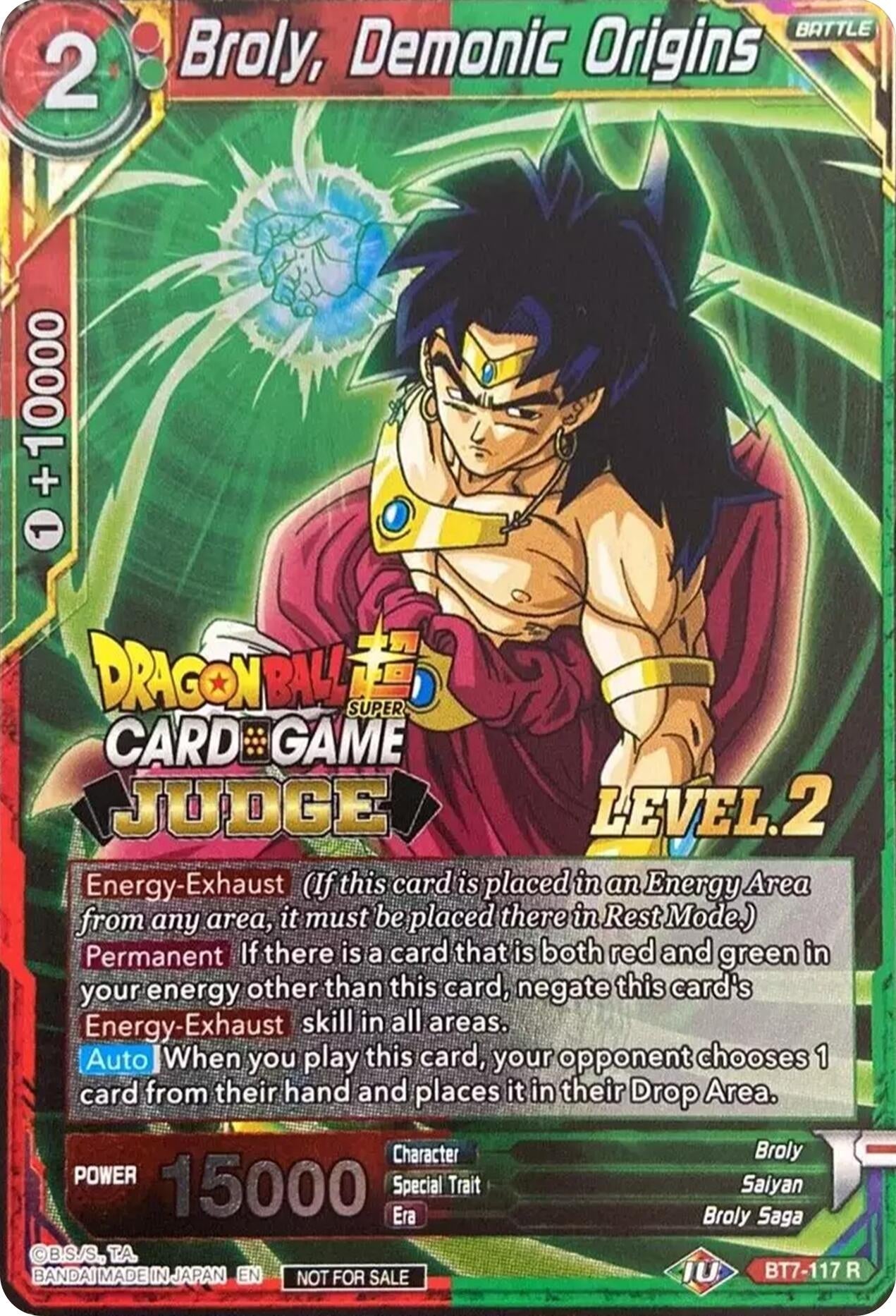 Image for Broly, Demonic Origins (Level 2) (Judge Promotion Cards) (BT7-117) - Dragon Ball Super: Masters