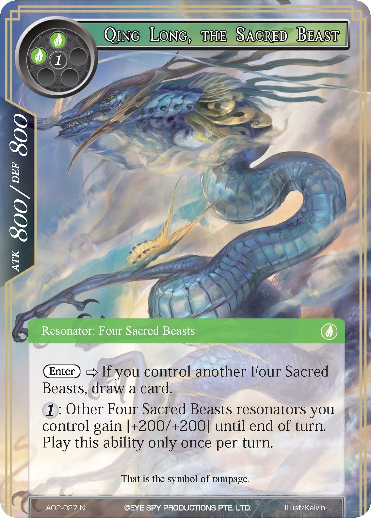 Image for Qing Long, the Sacred Beast (Alice Origin II) (AO2-027) - Force of Will