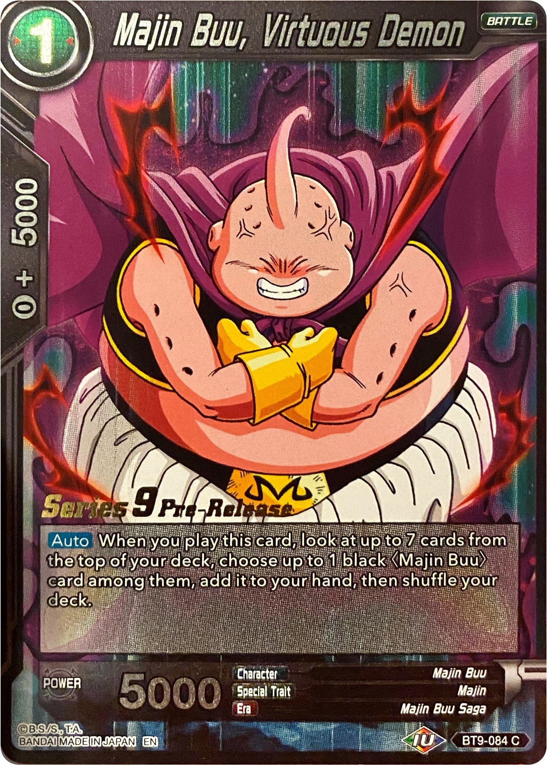 Image for Majin Buu, Virtuous Demon (Universal Onslaught Pre-Release Cards) (BT9-084) - Dragon Ball Super: Masters