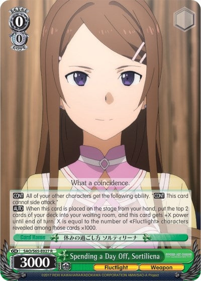 Image for Spending a Day Off, Sortiliena (Sword Art Online -Alicization-) (SAO/S65-E027 R) - Weiss Schwarz