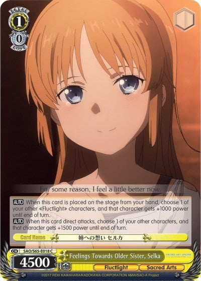 Image for Feelings Towards Older Sister, Selka (Sword Art Online -Alicization-) (SAO/S65-E018 C) - Weiss Schwarz