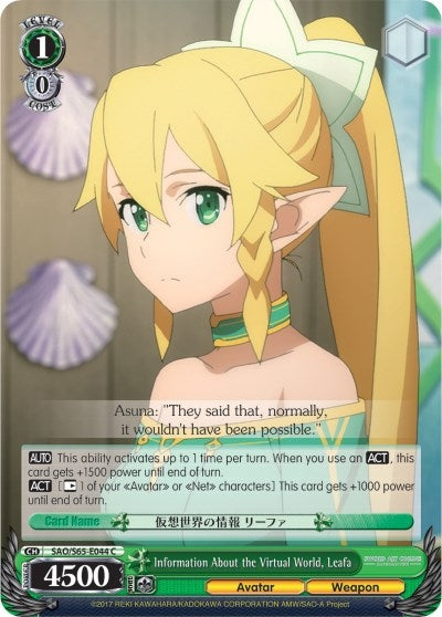 Image for Information About the Virtual World, Leafa (Sword Art Online -Alicization-) (SAO/S65-E044 C) - Weiss Schwarz