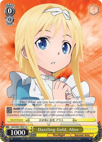 Image for Dazzling Gold, Alice (Sword Art Online -Alicization-) (SAO/S65-TE02 TD) - Weiss Schwarz