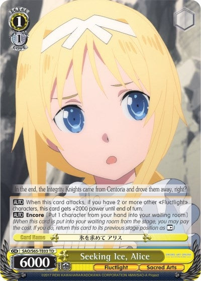 Image for Seeking Ice, Alice (Sword Art Online -Alicization-) (SAO/S65-TE03 TD) - Weiss Schwarz