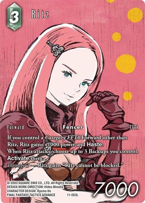 Image for Ritz (Full Art) (Opus XI) (11-063L) - Final Fantasy TCG