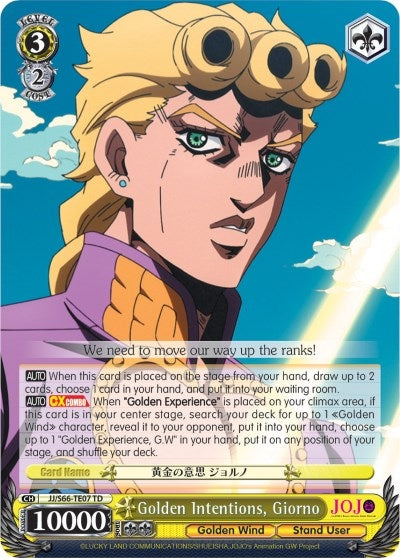 Image for Golden Intentions, Giorno (JoJo's Bizarre Adventure: Golden Wind) (JJ/S66-TE07 TD) - Weiss Schwarz