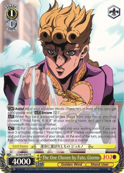 Image for The One Chosen by Fate, Giorno (JoJo's Bizarre Adventure: Golden Wind) (JJ/S66-E007 R) - Weiss Schwarz