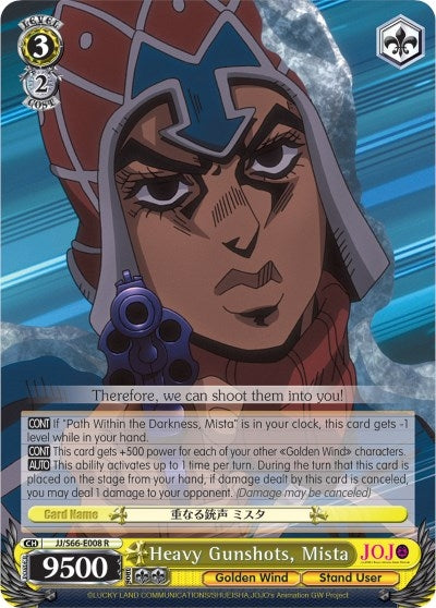 Image for Heavy Gunshots, Mista (JoJo's Bizarre Adventure: Golden Wind) (JJ/S66-E008 R) - Weiss Schwarz