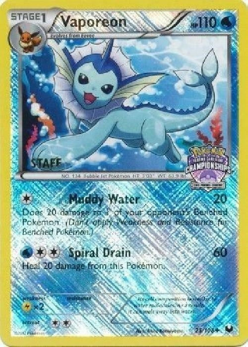 Image for Vaporeon - 25/108 (State Championships) [Staff] (League & Championship Cards) (025/108) - Pokemon