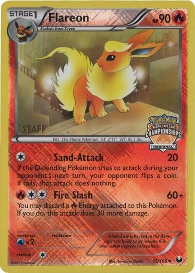 Image for Flareon - 12/108 (Regional Championships) [Staff] (League & Championship Cards) (012/108) - Pokemon