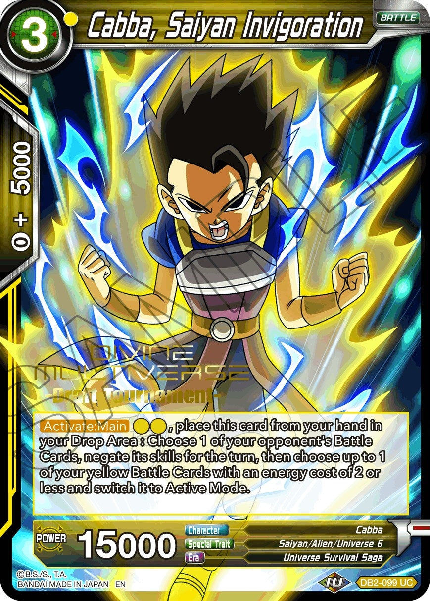 Image for Cabba, Saiyan Invigoration (Divine Multiverse Draft Tournament) (Tournament Promotion Cards) (DB2-099) - Dragon Ball Super: Masters