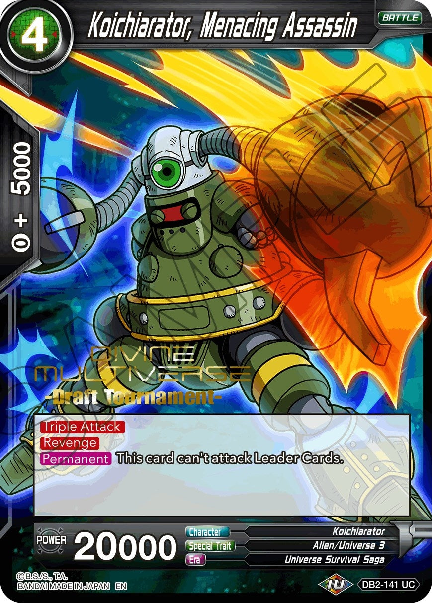 Image for Koichiarator, Menacing Assassin (Divine Multiverse Draft Tournament) (Tournament Promotion Cards) (DB2-141) - Dragon Ball Super: Masters