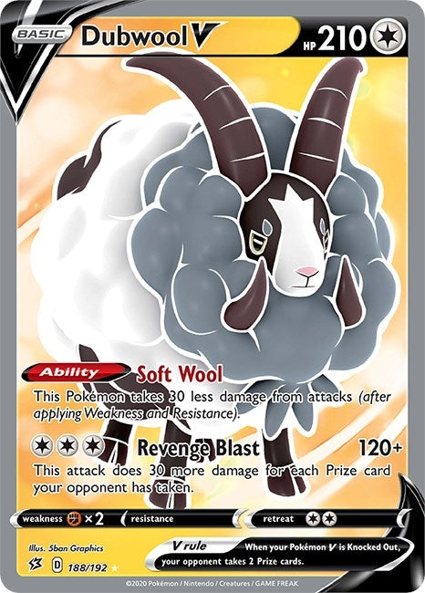 Image for Dubwool V (Full Art) (SWSH02: Rebel Clash) (188/192) - Pokemon