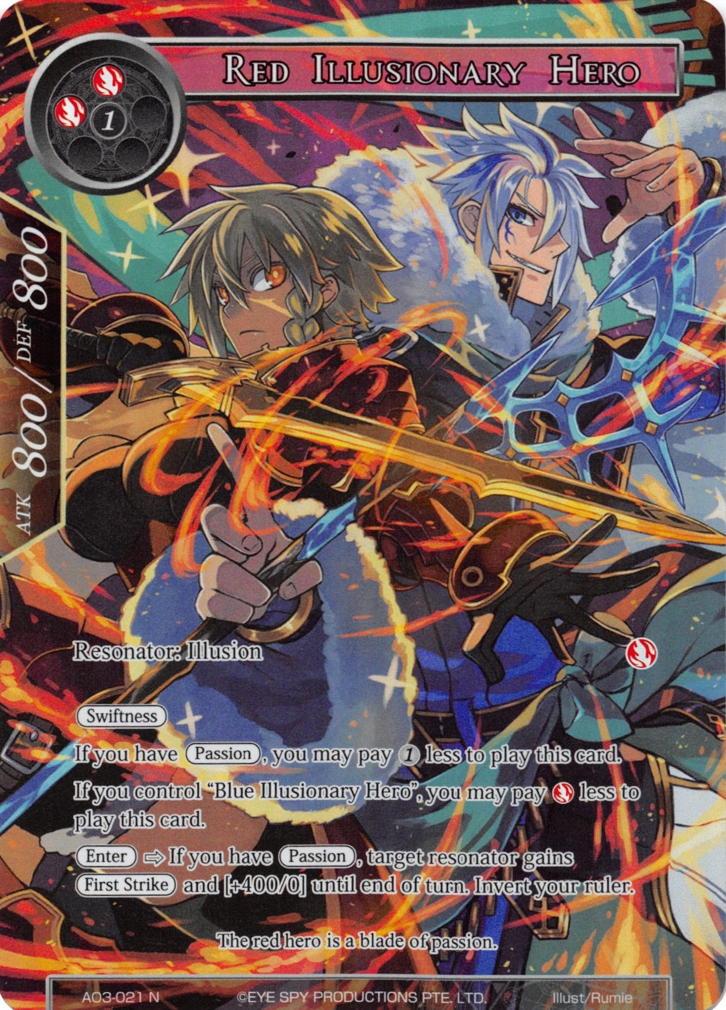 Image for Red Illusionary Hero (Full Art) (Alice Origin III) (AO3-021) - Force of Will