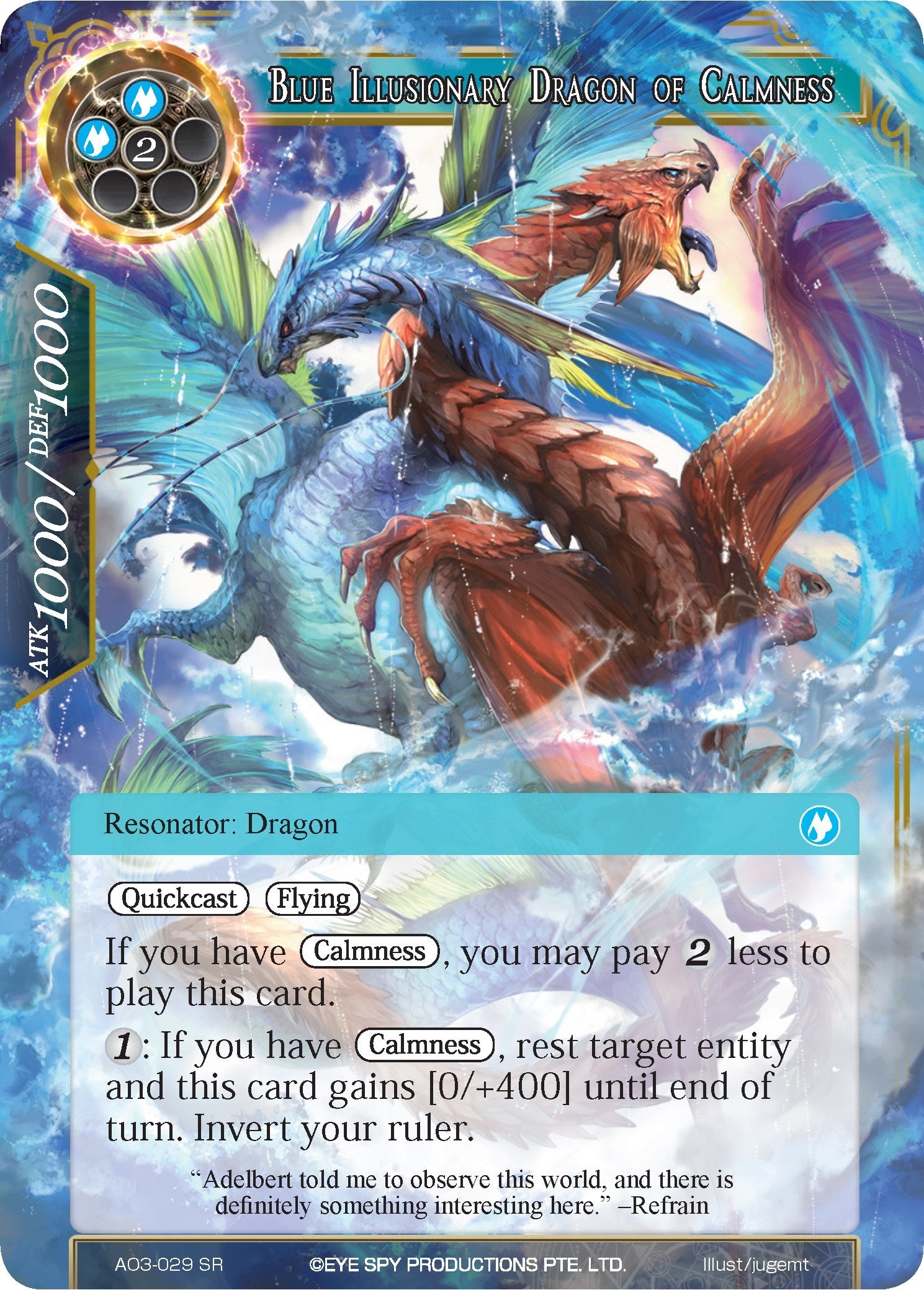 Image for Blue Illusionary Dragon of Calmness (Alice Origin III) (AO3-029) - Force of Will