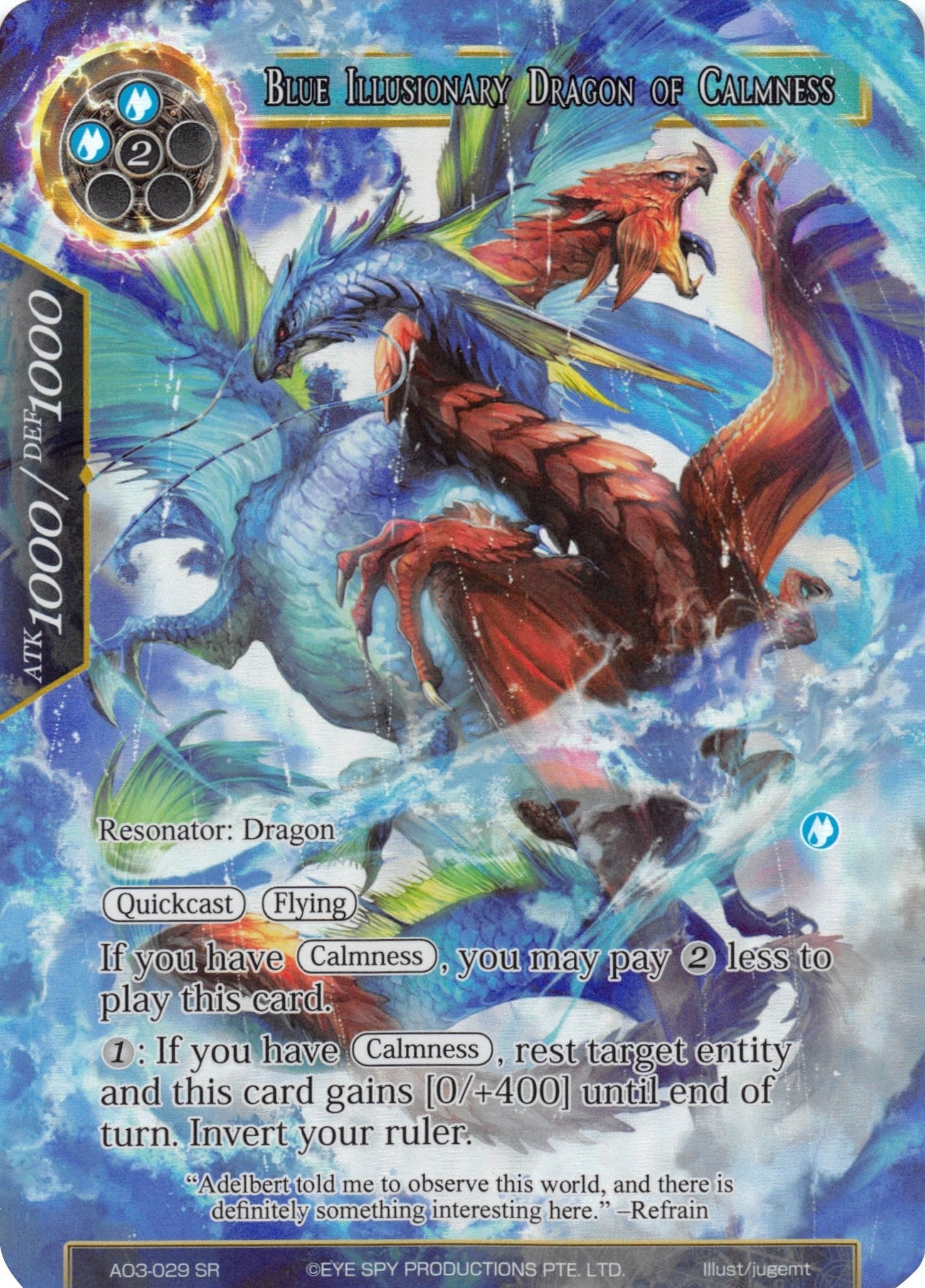 Image for Blue Illusionary Dragon of Calmness (Full Art) (Alice Origin III) (AO3-029) - Force of Will