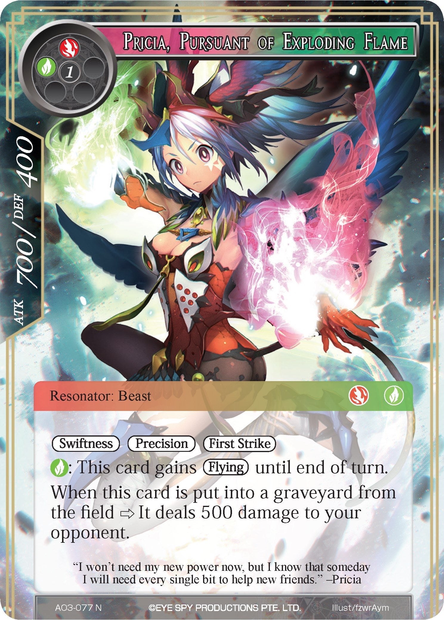Image for Pricia, Pursuant of Exploding Flame (Alice Origin III) (AO3-077) - Force of Will